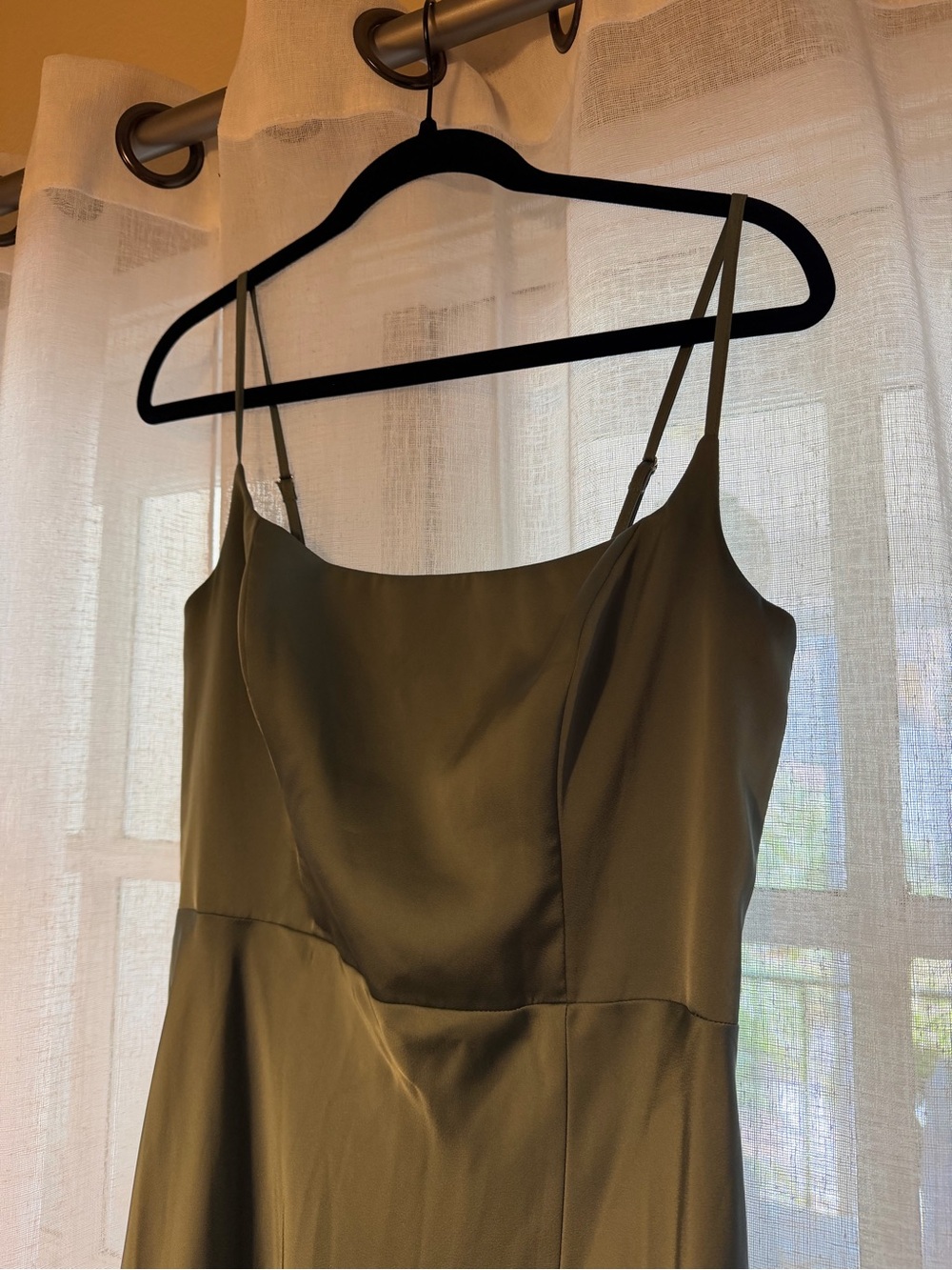 Birdy Grey Mai Matte Satin Dress in Sea Foam with Spaghetti Straps - Picture 7 of 9